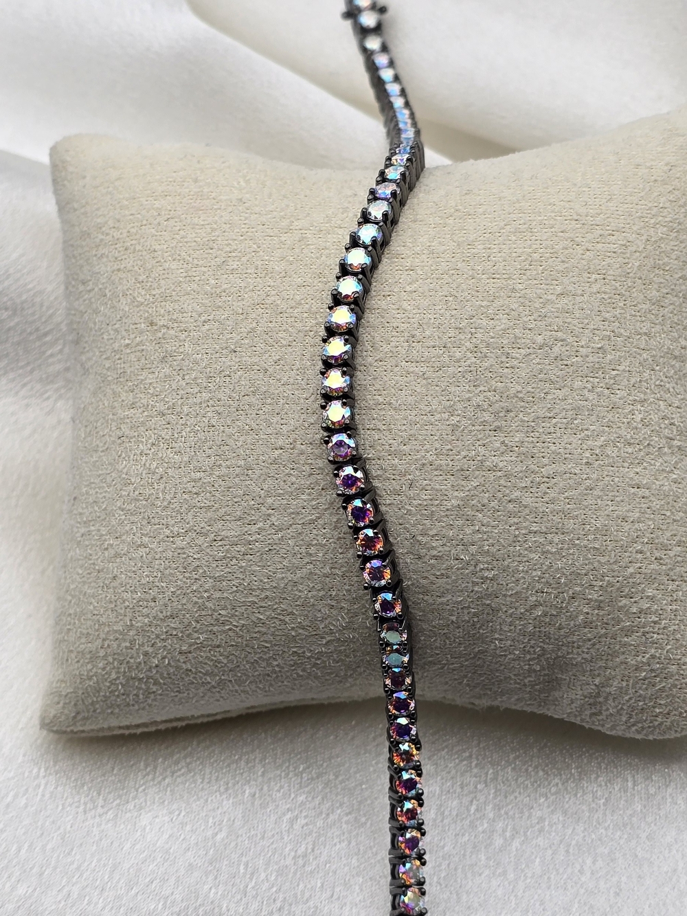 Black Rhodium Over Sterling Silver Aurora Moissanite Tennis Bracelet